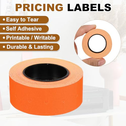 PATIKIL Pricing Labels Price Gun Labels Self-Adhesive 10 Rolls 5000pcs - color: Orange