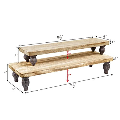 Ikee Design 2 Pcs Set Wooden Display Riser, Cupcake Dessert Display Riser - color: Oak