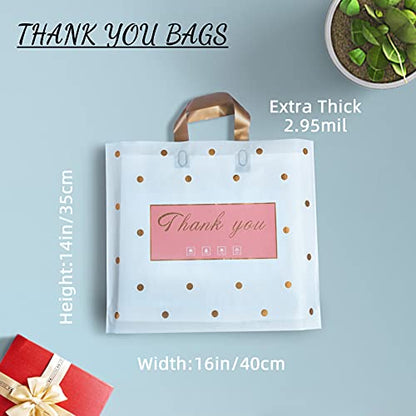 MLAFLY Thank You Bags - 50 Pack Plastic Bags for Retail, Parties & Favors (Polka Dot-Large 14"x16") - size: Large (Pack of 50)