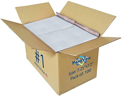 Bubble Mailers 7.25x12, Self Seal Poly Padded Envelopes #1, 100 Pack Bulk - color: White, size: 7.25"x12" / 100 Pack