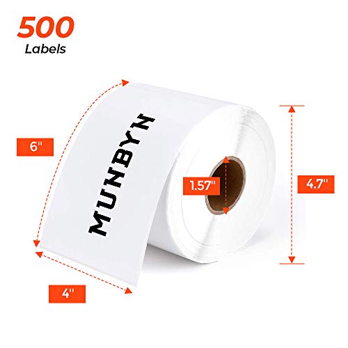 MUNBYN 4x6 Inch Thermal Labels, 1000 Sheets/2 Rolls(500 Pcs per Roll) - style: 500*2 Labels