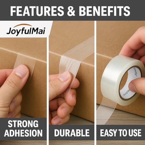 Clear Packing Tape, 6 Rolls 1.88inches Wide, 65 Yards Per Roll, 390 Total Yards Tape for Shipping Packaging Moving Sealing, Thicker Clear Packing Tape, (2.7Mil x 1.88" x 65Yds)