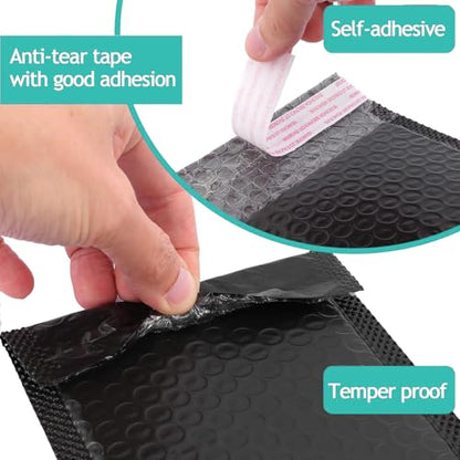 50 Pcs Bubble Mailers,Black Bubble Envelopes,Waterproof Self Seal Adhesive Shipping Bags,Poly Padded Envelopes,Bubble Padded Cushion Envelopes for Mailing Packing Small Business