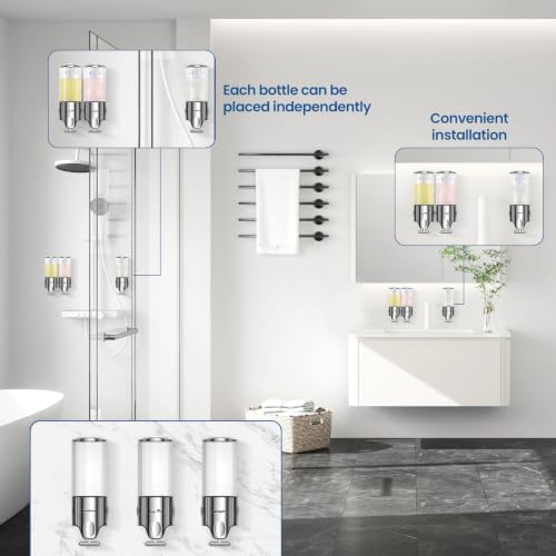 EXIN DECHEN Shampoo and Conditioner Dispenser(Triple x 16.9 oz,Clear) - color: Clear