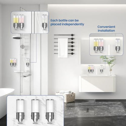 EXIN DECHEN Shampoo and Conditioner Dispenser(Triple x 16.9 oz,Clear) - color: Clear