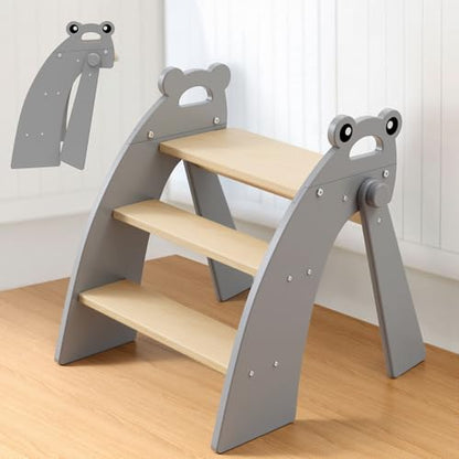 Step Stool for Toddlers & Kids, Bathroom Sink, 3 Step Foldable, Gray - color: 3 Step Grey1