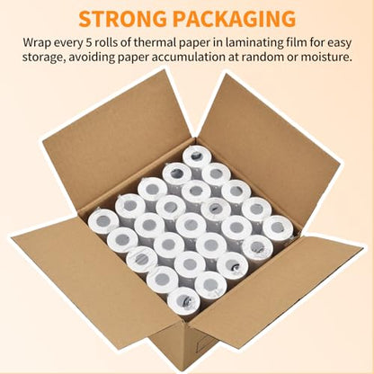 2 1/4'' x 50' Thermal Paper 100 Rolls, 2.25x50ft Receipt Paper - size: 2 1/4" x 50ft, style: 100 Rolls