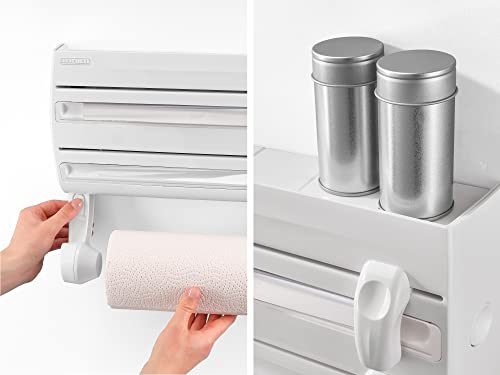 Parat F2 Wall Mounted Kitchen Roll Holder, White Cling Film & Paper Towels - color: White