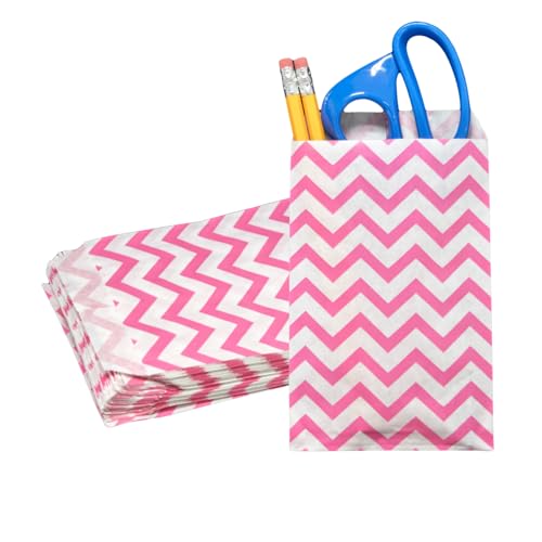 Novel Box 100 Pack Pink Chevron Print Flat Merchandise Bags 4x6 in - color: Pink Chevron, size: 4" x 6" Inches