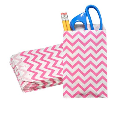 Novel Box 100 Pack Pink Chevron Print Flat Merchandise Bags 4x6 in - color: Pink Chevron, size: 4" x 6" Inches