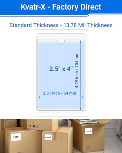 20 PCS Clear Self Adhesive Plastic Label Pockets, Top Loading Business & Library Index Card Holders, Peel and Stick Sleeves for Storage Bins, Totes, Binders and Drawers (2.5 x 4 Inch) - size: 2.5" x 4", style: Vertical