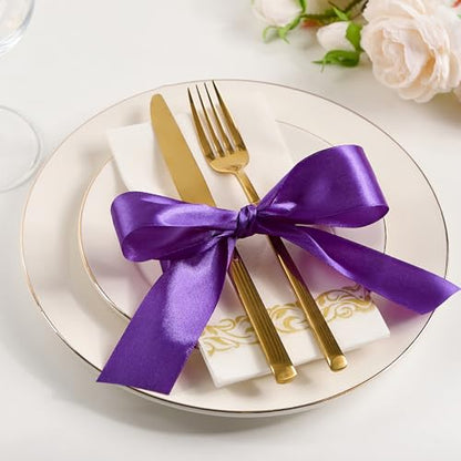 Mauproy Purple Satin Ribbon, 1-1/2 Inch, 50 Yards - color: Purple