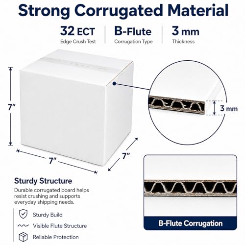7x7x7 White Shipping Boxes, 25 Pack - size: 7x7x7 Inch