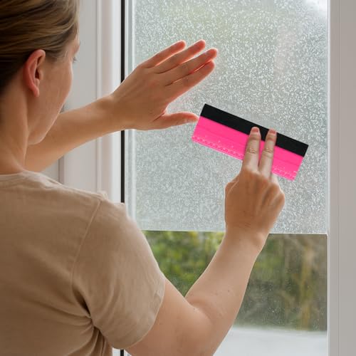 Professional Large Squeegee for Vinyl, Decals, Sticker Paper, Wallpaper, Big Size Wallpaper Smoothing Tool Squeegee with Ruler for Sign Making Graphic Window Tint Film(Pink, 8inch)