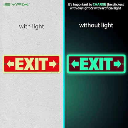 iSYFIX Exit Signs, 12x4 Inch, 2 Pack Directional Right & Left Arrow - color: Metal Righ&Left Glow, size: 2 Pk 12x4