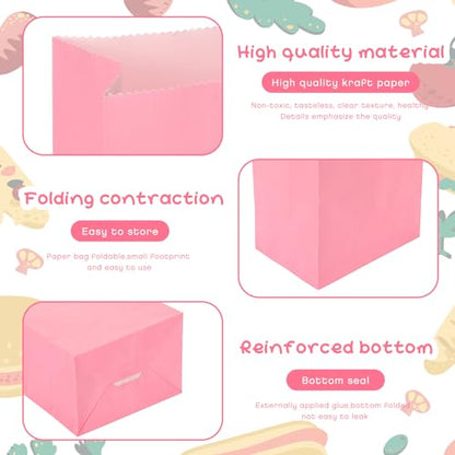 Containlol 200 Pcs Small Paper Lunch Bags 6.7 X 3.54 X 2.36, Pink - color: Pink, size: 6.7 x 3.54 x 2.36