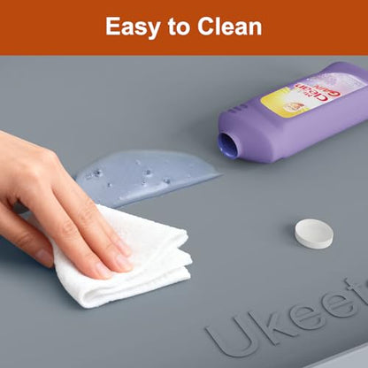 40" x 22" Extra Thick Silicone Mat Waterproof with Raised Edge, Gray - color: Gray, size: 40"L x 22"W