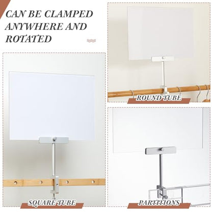 FoldTier 3 Set Aluminum Alloy Sign Holder Clamp with 8.5x11 Acrylic Frame - color: Silver, size: 8.5 x 11 Inches