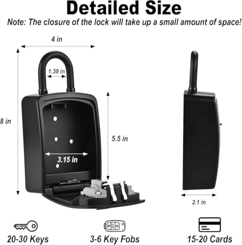 XXL Large Key Lock Box, 5.5"x4.1"x2.1", Upgraped Material
