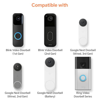 WiFi Wireless Doorbell Chime for Google Nest, Ring, Blink -2 Pack