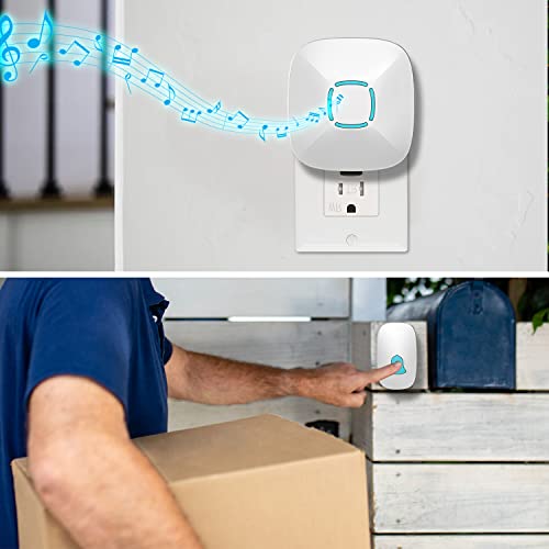 Wireless Doorbell, Waterproof Chime Kit with 36 Chimes, LED Flash, 1000ft