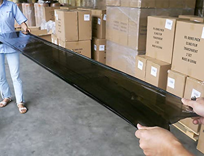 BOMEI PACK 1 Roll 1500ft Industrial Black Stretch Wrap 70 Gauge 15inch with 3inch Handles, Shrink Wrap Roll for Pallet Wrap, Durable Self-Adhering Packing, Moving, Heavy Duty - color: Black