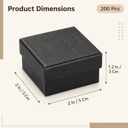 200 Pcs Cardboard Jewelry Gift Boxes Bulk, 2 x 2 in Black Boxes