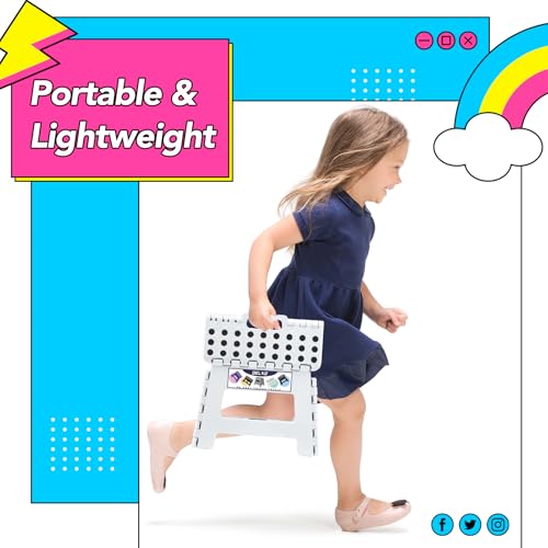 Delxo 9 Inch Kids Step Stool,300 Lbs Folding Step Stool for Toddler White - color: White, size: 9 Inch