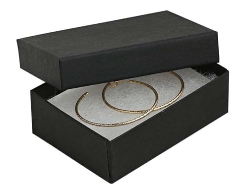RJ Displays 20 Pack Cotton Filled Matte Black Paper Cardboard Jewelry Gift and Retail Boxes for Pendants, Earrings, Charms, Pocket Watch 3 x 2 x 1 Inch #32 Size