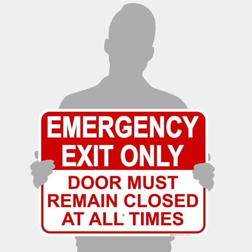 Emergency Exit Only, Door Must Remain Closed Sign, - size: 18x24