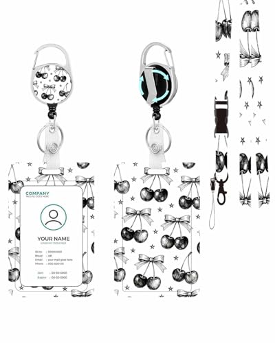 Vertical ID Badge Holder with Detachable Lanyard - Star Cherry - color: Star Cherry