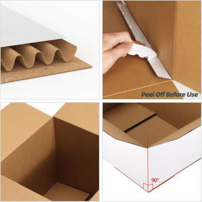 CRUGLA 9x9x9 Shipping Boxes 15 Pack, White Corrugated Cardboard Boxes with Side-Lock and Pre-Applied Double-Sided Tape, Easy Assemble Packing Mailer Boxes for Small Business Shipping - size: 9x9x9 Inch 15 Pack