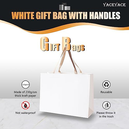 White Paper Gift Bags with Handles, 10Pcs 16"x6"x12" Extra Large - color: White, size: 16 x 6 x 12 Inch