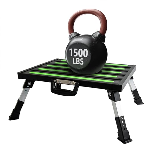 19 x 14.5 in RV Step Stool, Adjustable Aluminum Platform - color: Black Large