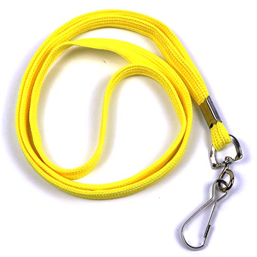 Beebel Lanyards 100 Pack Black Lanyards with Swivel Hook Clips for ID Name Badge Holder (Yellow, 100 Pack) - color: Yellow, size: 100 Pack