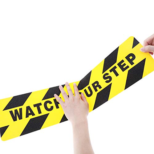 Boao 2 Pieces Watch Your Step Floor Stickers Anti Slip Abrasive Safety