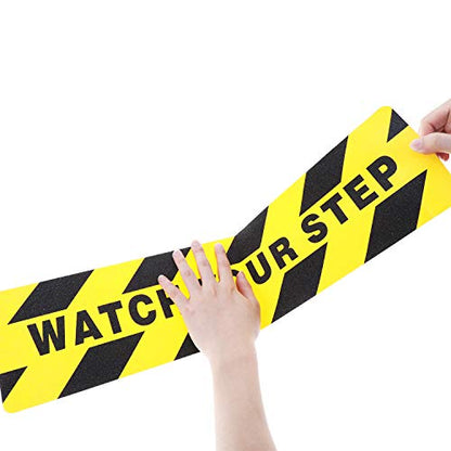 Boao 2 Pieces Watch Your Step Floor Stickers Anti Slip Abrasive Safety