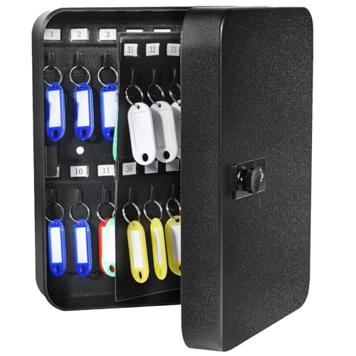 60 Steel Key Box Wall Mount, Black Key Cabinet with Combination Lock - size: 60 Keys