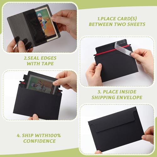 Faccito 400 Pcs Trading Card Shipping Envelopes Mailing Shield,Black - color: Black