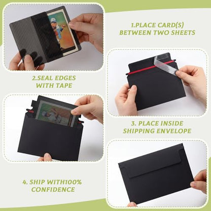 Faccito 400 Pcs Trading Card Shipping Envelopes Mailing Shield,Black - color: Black