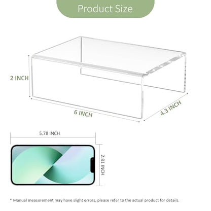 Acrylic Shelf Riser 6x4.3x2 pack of 2, Clear Display Shelf 6” for Figure, Cosmetics, Bags, Shoes, Toys, Collectibles, 6x4.3x2 Inch - size: 6x4.3x2 Inch