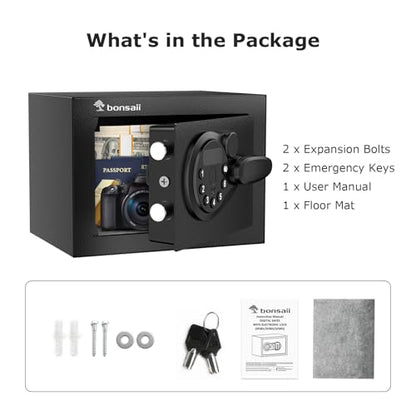 Bonsaii Security Safe Box With Electronic Keypad 0.231 Cu.Ft for Valuables - size: 0.231 cu.ft.