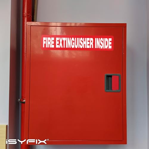iSYFIX Fire Extinguisher Inside Sticker Sign, 12x2.5 Inch, Red, 5 Pack - color: Red, size: 12x2.5 (5 Pack)