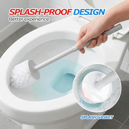FORASTO 2Pack Toilet Bowl Brush and Holder Set - Restroom Cleaning Supplies - color: Light Gray, size: 2PACK