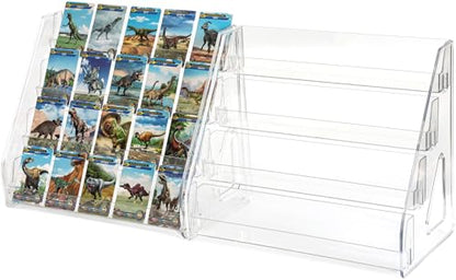 4 Tier Card Stand, 2Pack Clear Card Display for Greeting Cards, Postcards, Stickers,Sports Cards,Trading Card,Tiered display rack,Retail Photos Shelf for Vendors Craft Collection Show (2Pack-4Tier) - size: 2Pack-4Tier