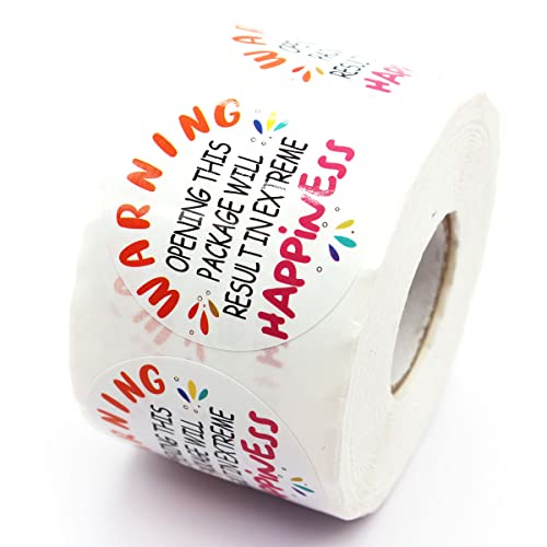 Handmade Thank You Small Business Stickers,Warning Opening This Package Happiness Stickers for Small Business Envelopes Package Packing 500 Labels Per Roll - color: Warning Opening This Package