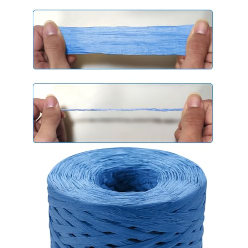 218 Yards Raffia Paper Craft Ribbon Packing Paper Twine, 1/4 Inch by 218 Yards - color: Blue