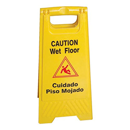 Tiger Chef Yellow Wet Floor Caution Sign, 2-sided Fold-out, Floor Safety Sign, Caution Wet Floor 24-inch By 12-inch Cuadado Piso Mojado (4 Pack)