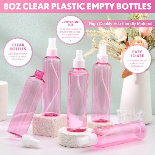Eccliy 32 Pcs 8 oz Spray Bottles Fine Mist, Pink, Clear - color: Pink, style: Clear
