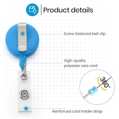Zonon 100 Pcs Retractable Badge Reel Clip ID Card Holder,Light Blue - color: Light Blue